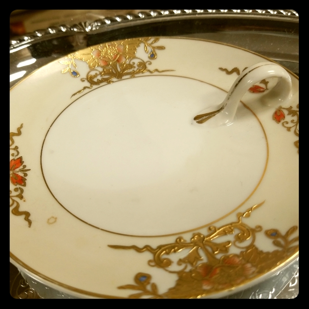 vintage Noritake hand painted lemon dish 1930's